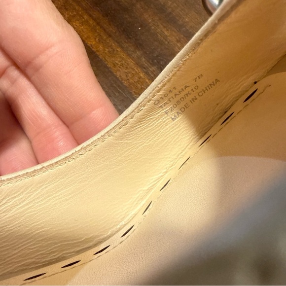 Coach ‘Tatiana’ Burnished Leather Peep-Toe Pumps, Parchment (Cream color) Size 7 - Picture 8 of 10